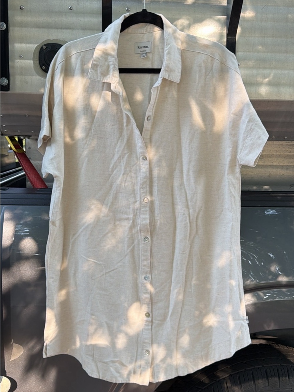Rhythm Short-Sleeve Button-Down shirt dress